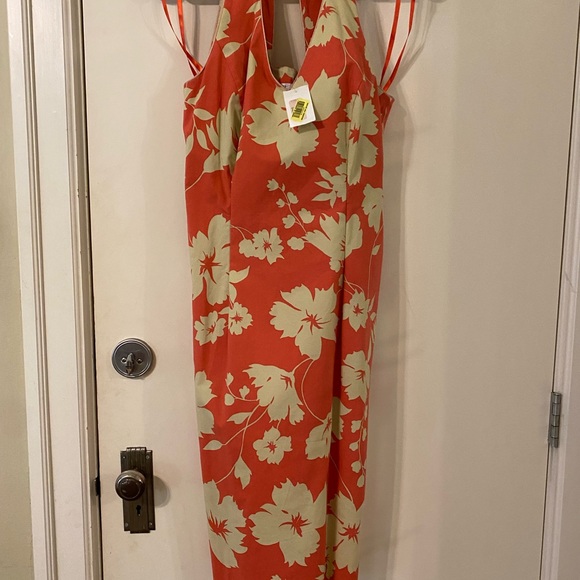 NWT! Vintage Yves Cossette Depeche Mode Tropical Coral Floral Summer Dress - Picture 3 of 4